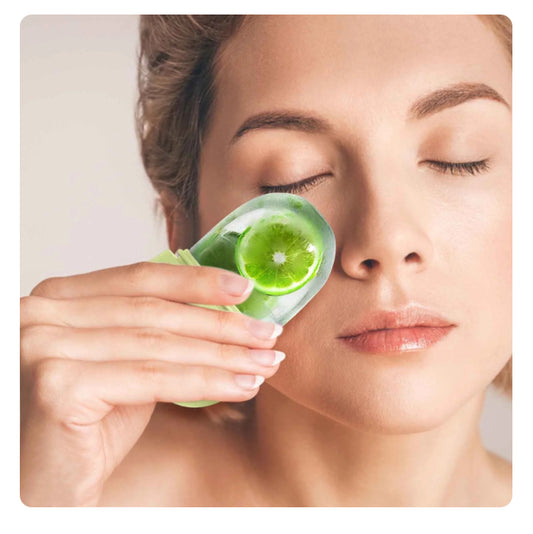 Facial Ice Roller for skin firming and puffiness in Green