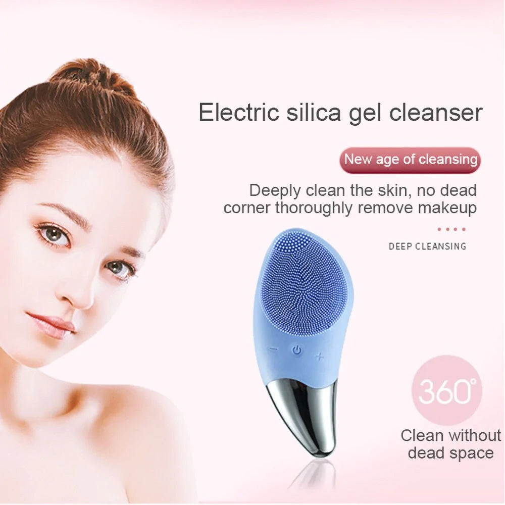 Mini Electric Facial Cleansing Brush in Blue colors