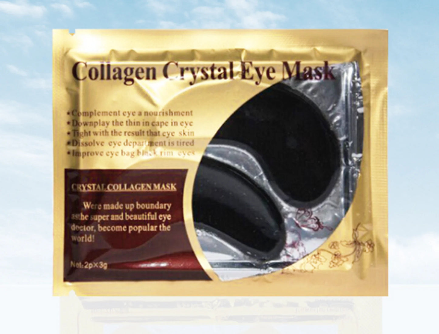 Single black Baeskin Crystal Collagen Eye Mask designed for deep hydration and firming under-eye skin.