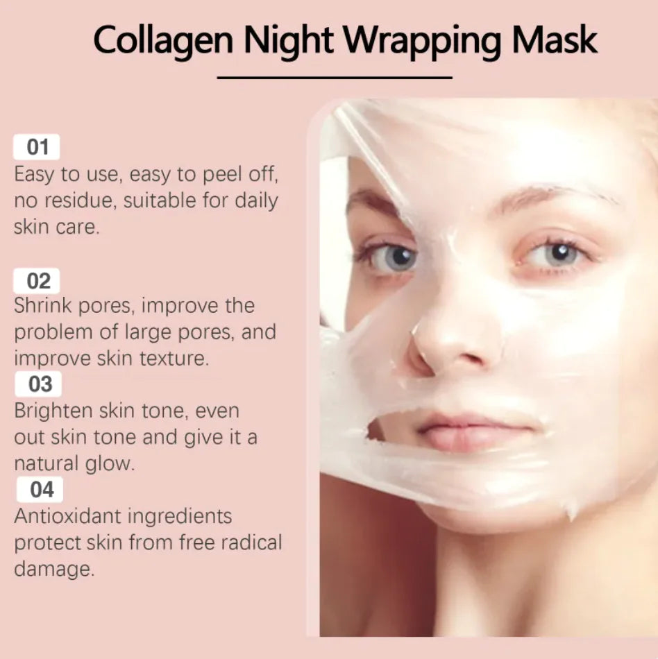 Collagen face mask for deep cleansing and hydration- collagen night wrapping mask