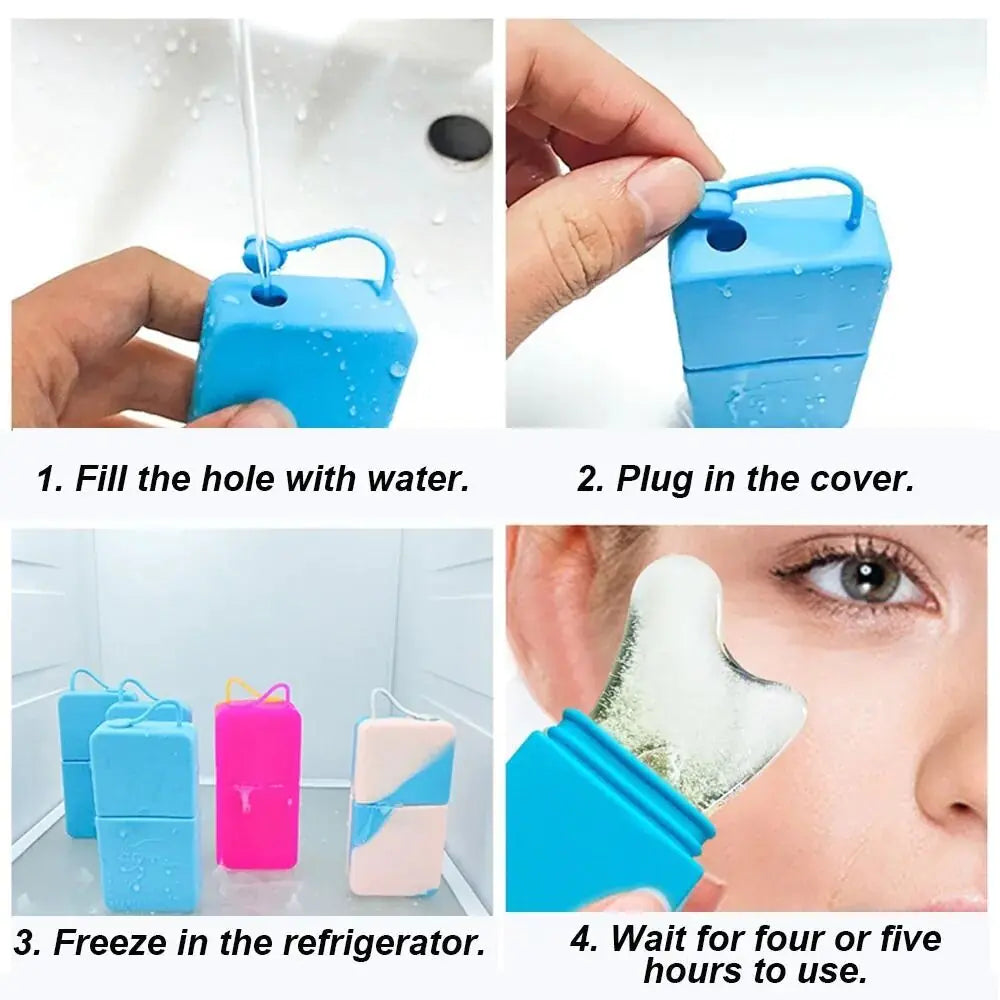 Step-by-step instructions on how to use the silicone ice roller for face and neck.