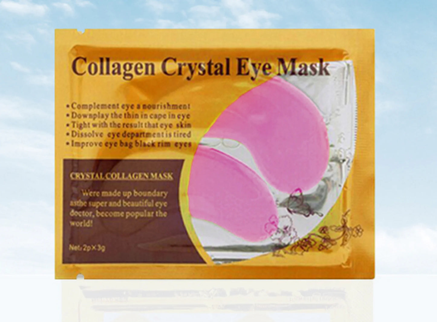 Single pink Baeskin Crystal Collagen Eye Mask designed for reducing puffiness and enhancing under-eye skin elasticity.