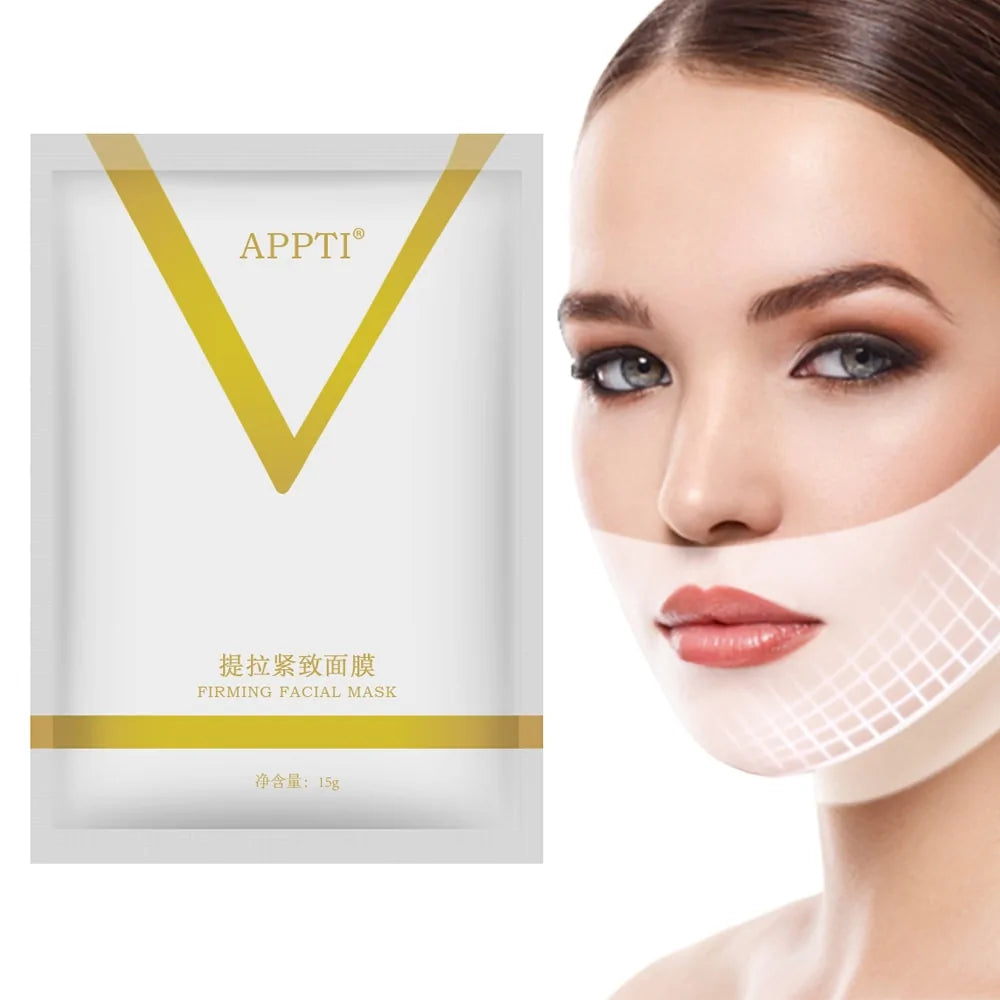 Single white V-line face slimming mask for jawline lifting and skin tightening.