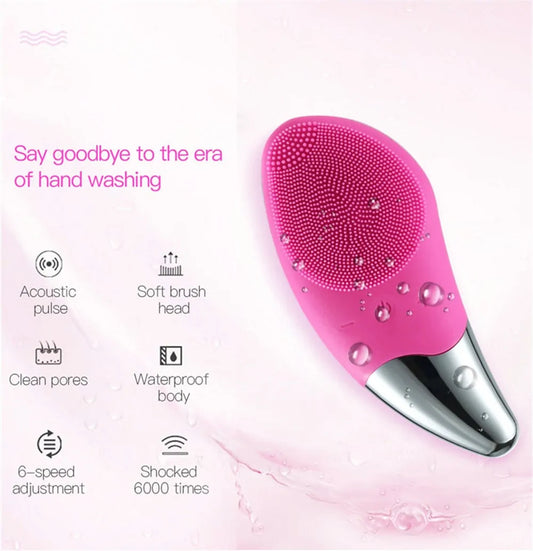 Mini Electric Facial Cleansing Brush in Red colors