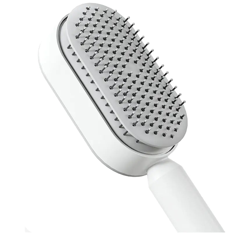 Self-Cleaning Anti-Static Hair Brush for tangles in White